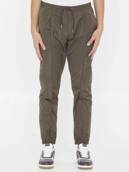 Dior Brown Nylon And Silk Joggers In Beige
