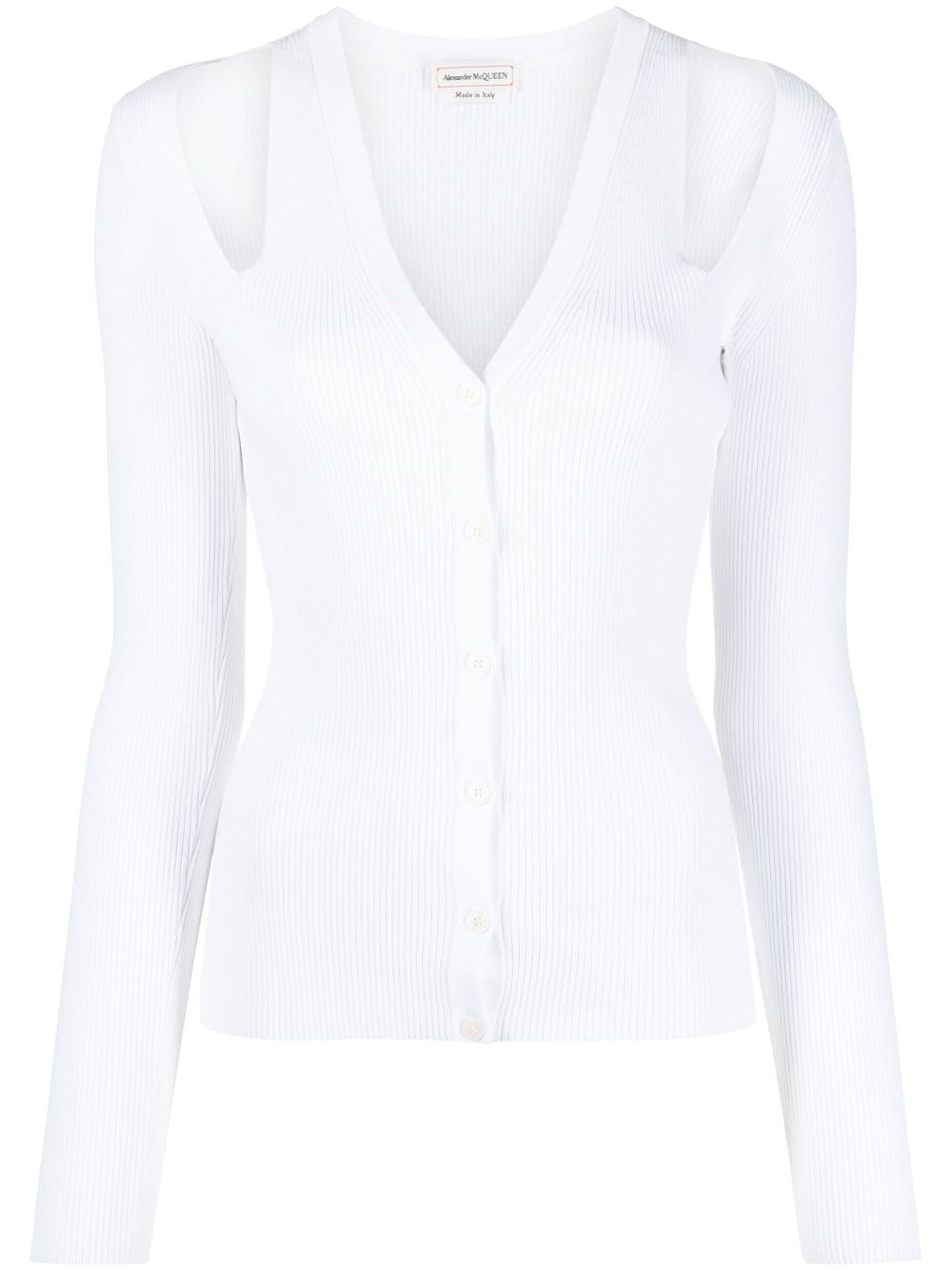 Shop Alexander Mcqueen White Long Sleeve Slash Cardigan For Women In Optic White