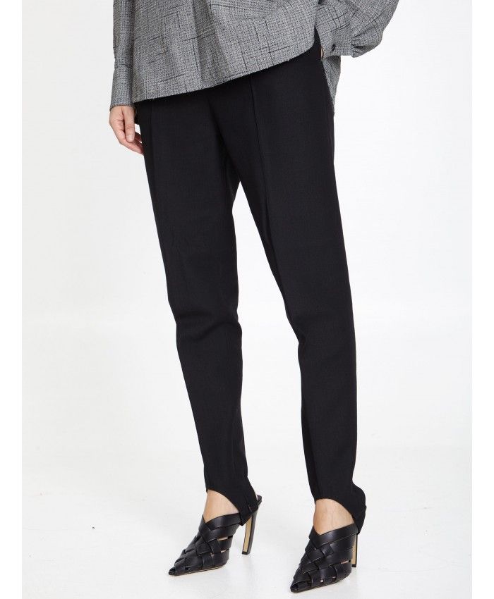 Shop Bottega Veneta High-rise Cotton Trousers For Women In Black