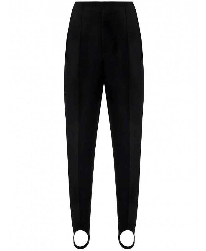 Shop Bottega Veneta Slim Fit Black Stirrup Pants For Women In Cotton Blend | Fw23 Collection