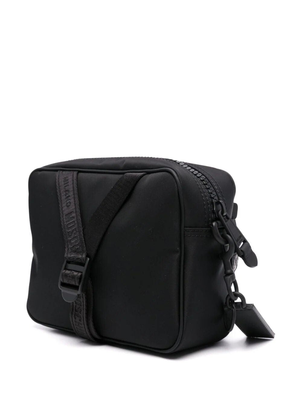 Shop Moschino Couture Luxury Designer Black Logo-embossed Messenger Bag For Men