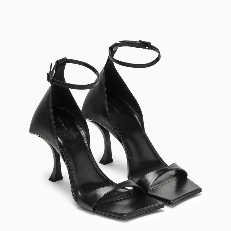 Shop Balenciaga Curved Toe High Sandal With Ankle Strap In Black