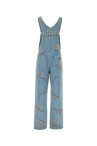 Shop Gucci Men's Blue Printed Denim Dungarees For Ss23