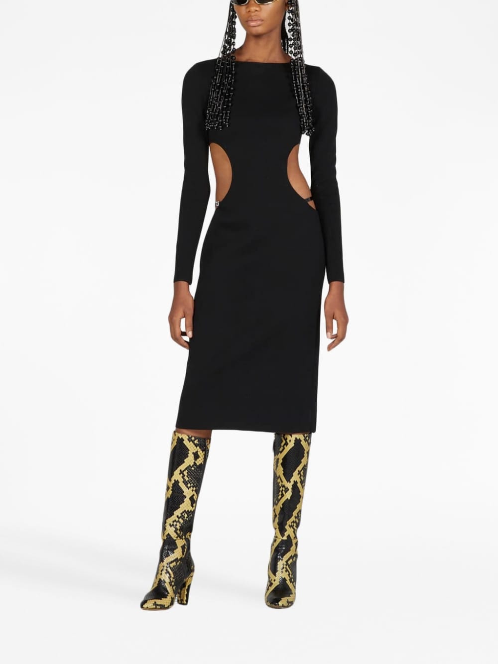 Shop Gucci Black Cut-out Midi Dress For Women's Ss23 Collection