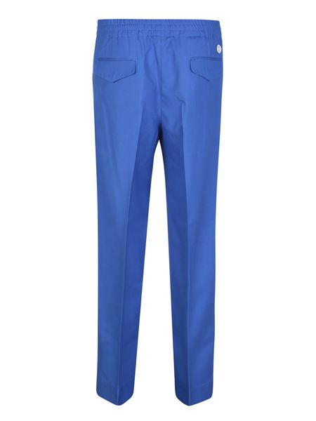 Shop Gucci Men's Blue Wool Trousers With Leather Details