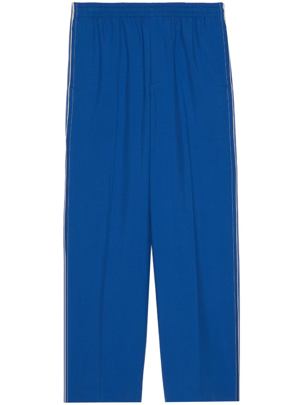 Gucci Navy Mohair Wide-leg Trousers With Signature Details For Men In Blue