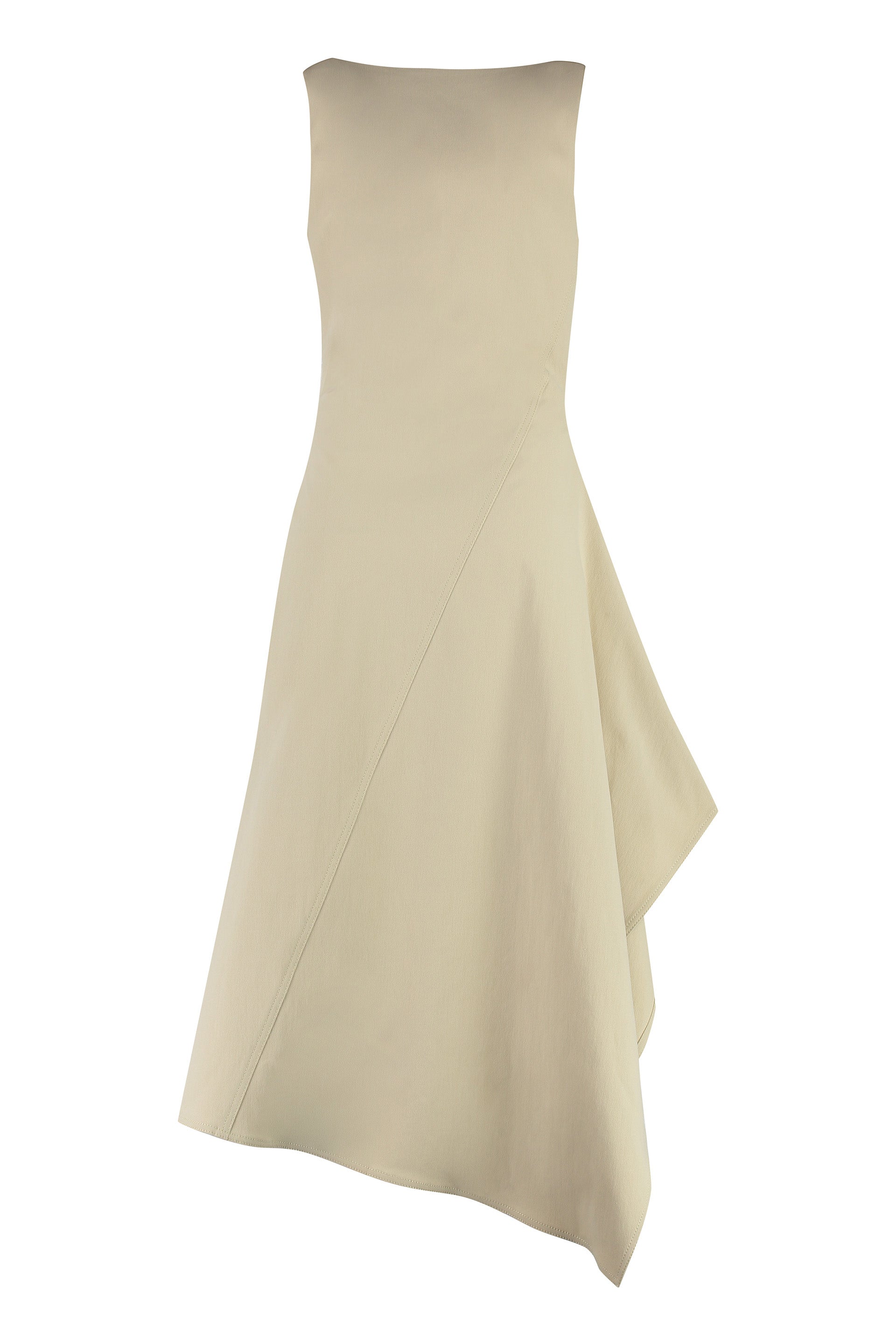 Shop Bottega Veneta Beige Asymmetrical Cotton Dress For Women