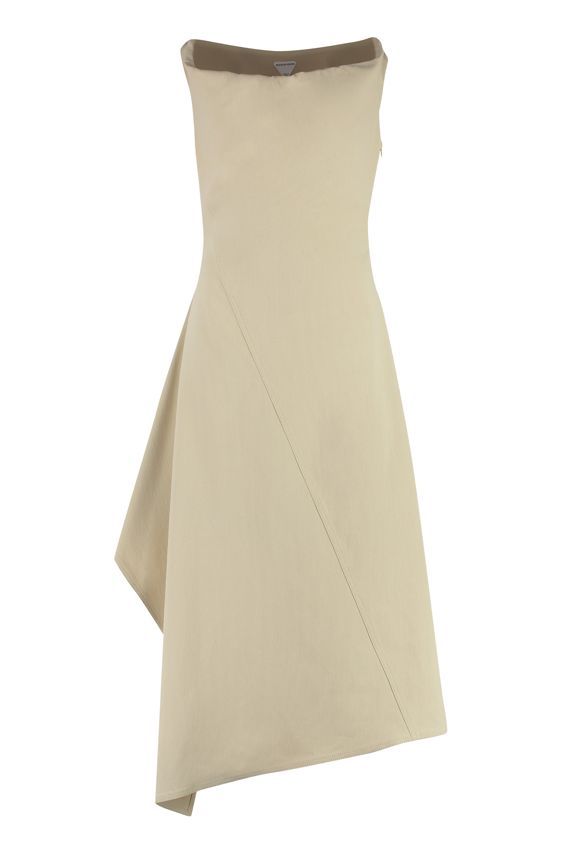 Shop Bottega Veneta Beige Asymmetrical Cotton Dress For Women