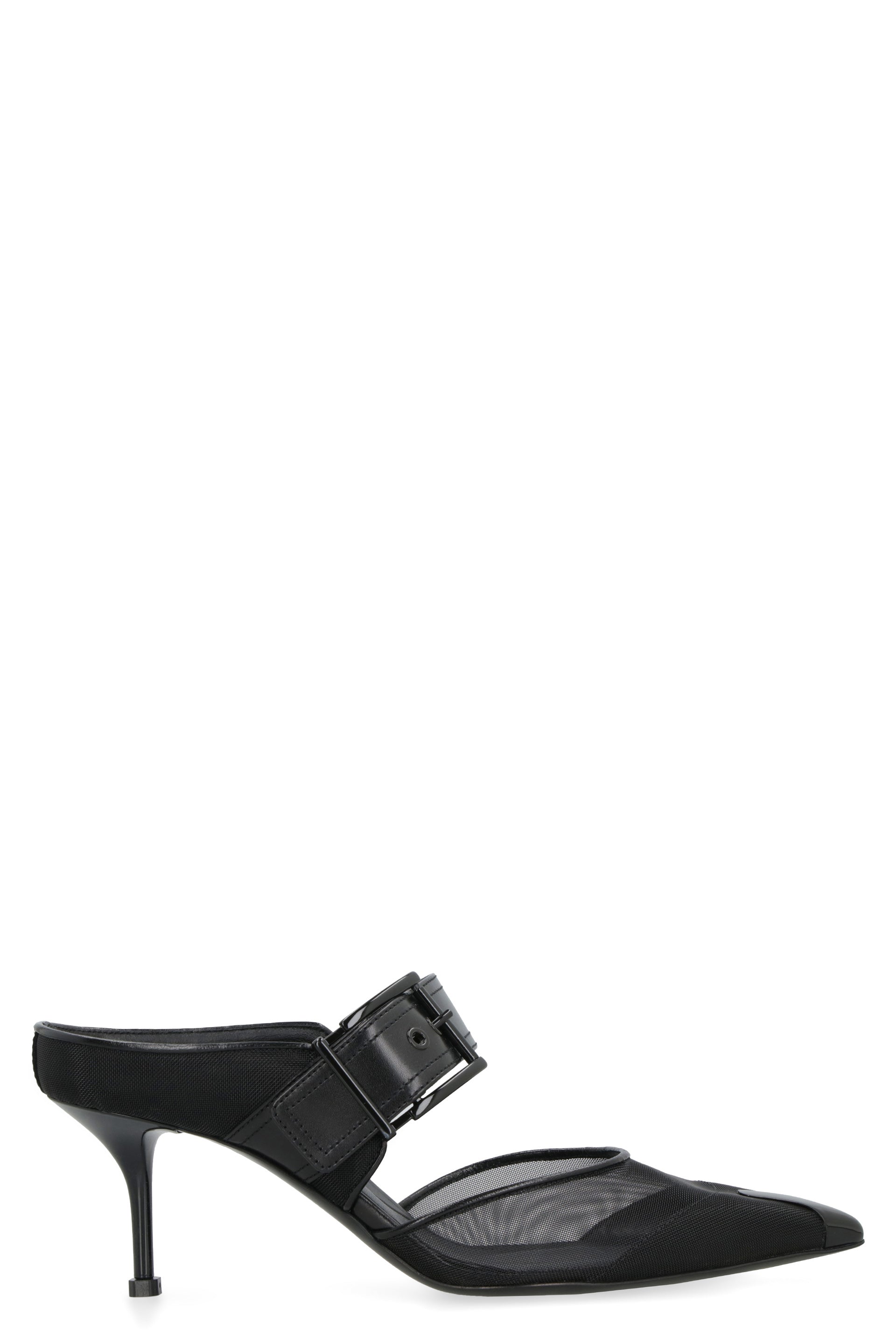 Alexander Mcqueen Black Pointy Toe Leather Sandals