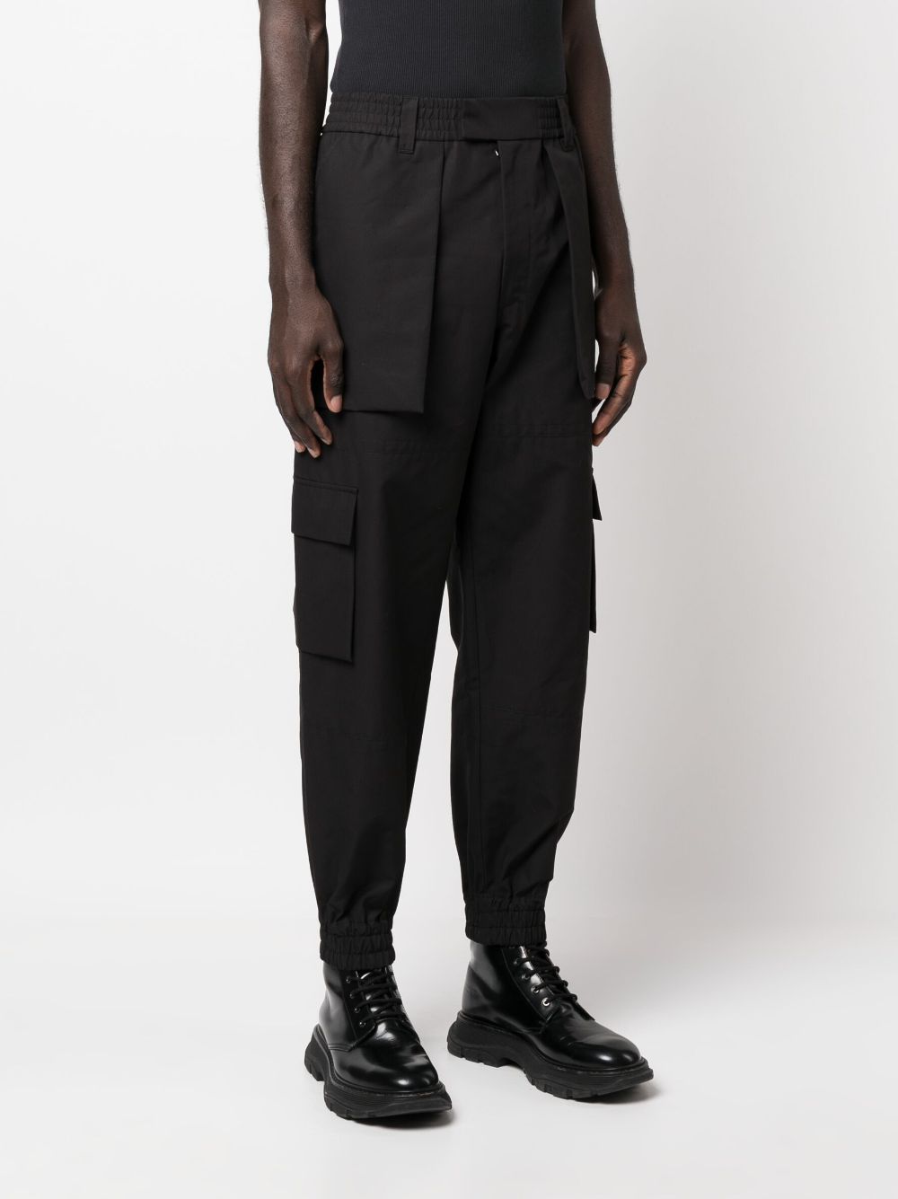 Shop Alexander Mcqueen Organic Cotton Cargo Trousers For Men In Black