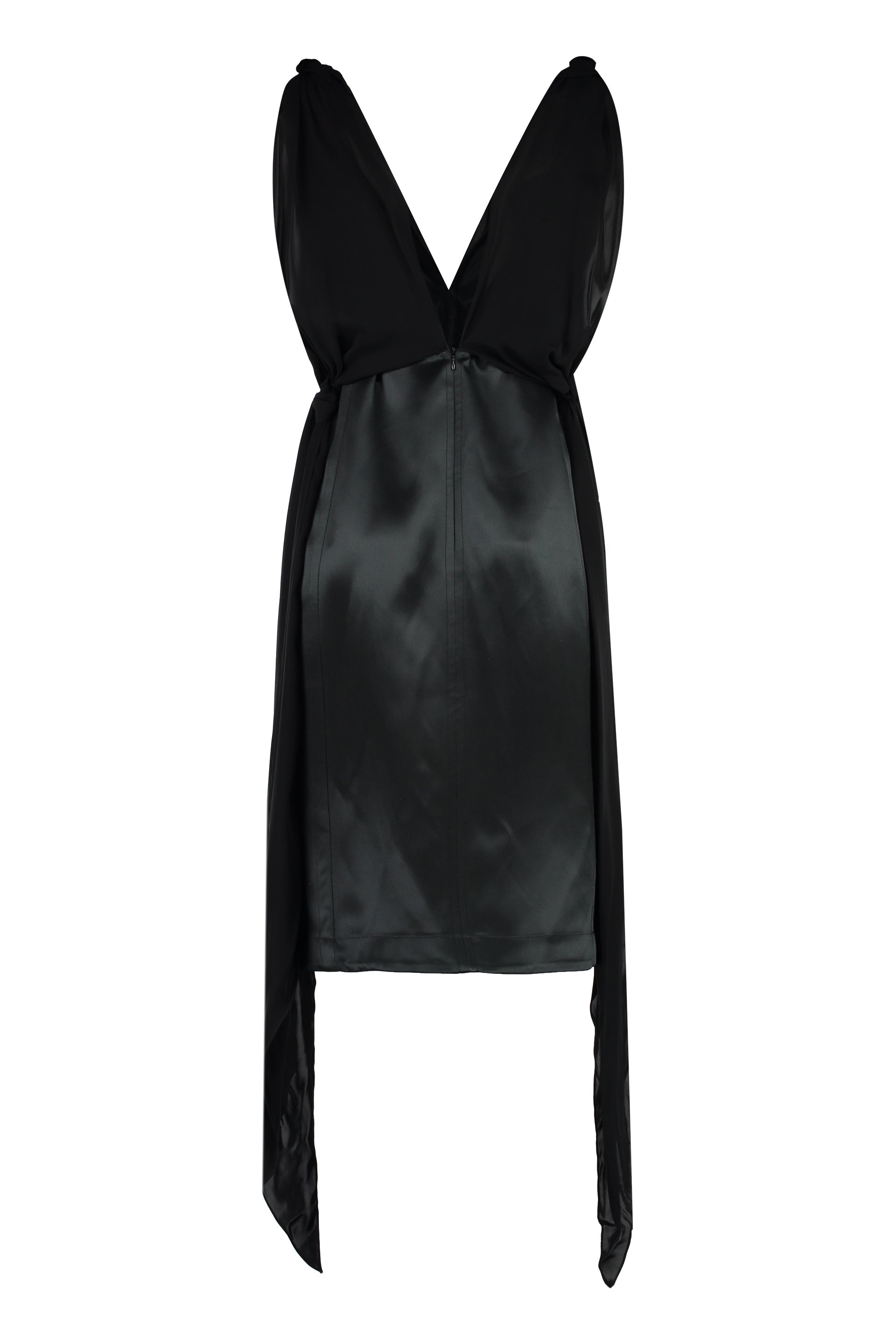 Shop Bottega Veneta Black Silk Midi-dress For Women