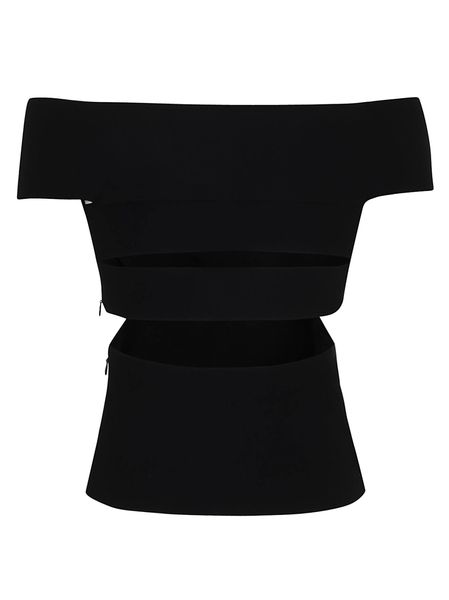 Shop Alexander Mcqueen Sliced Off-the-shoulder Top For Women In Black