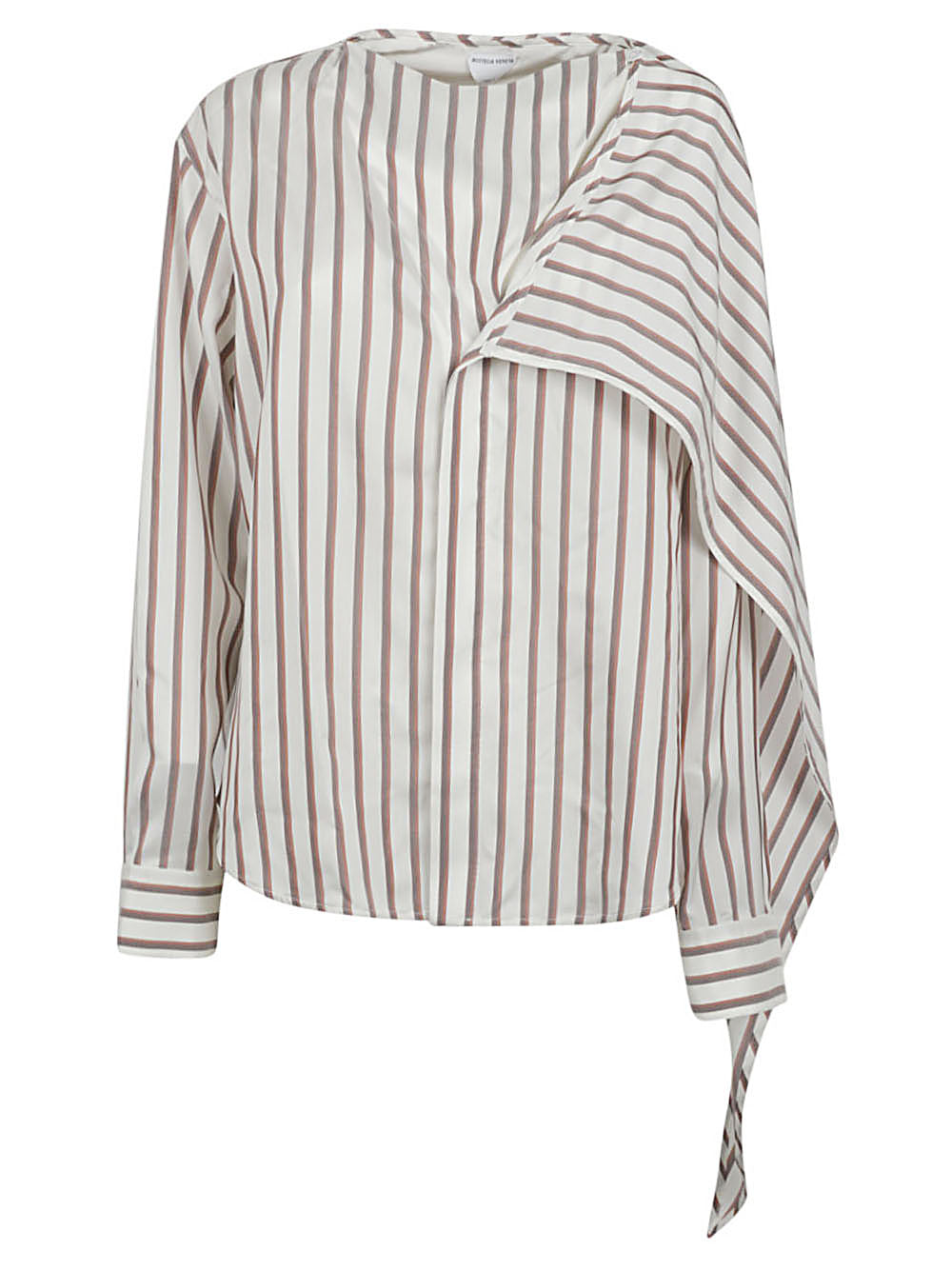 Shop Bottega Veneta Two-tone Striped Silk Shirt For Women In White