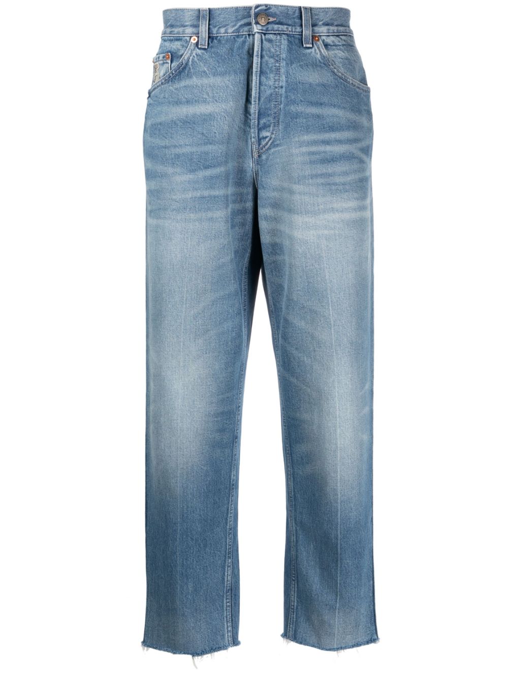 Shop Gucci Men's Blue Straight-leg Denim Jeans For Fw23