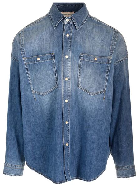 Alexander Mcqueen Sophisticated And Stylish Blue Denim Shirt