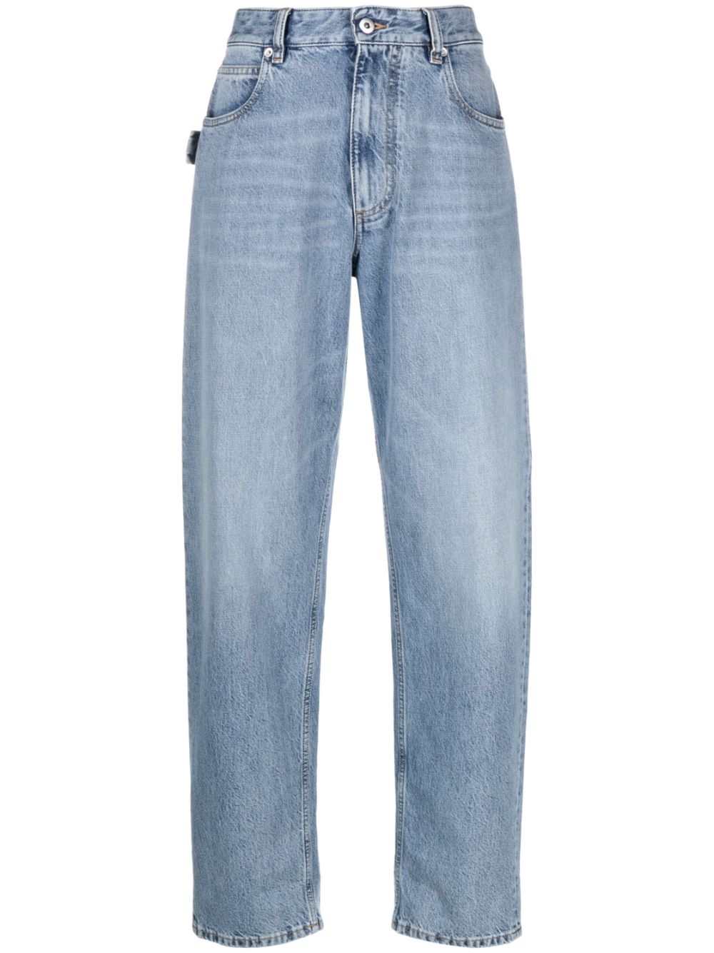 Shop Bottega Veneta High-waisted Denim Straight-cut Jeans For Women In Blue