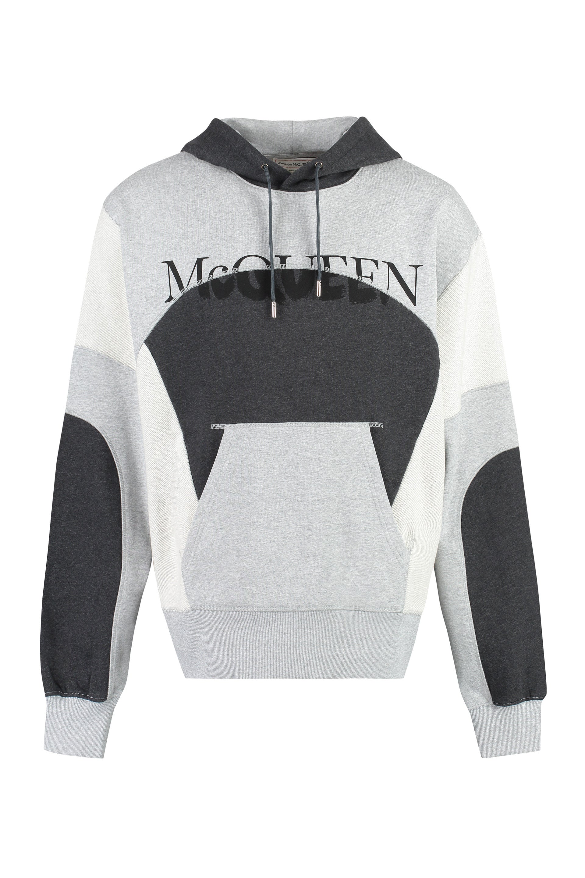 Shop Alexander Mcqueen Grey Cotton Hoodie For Men