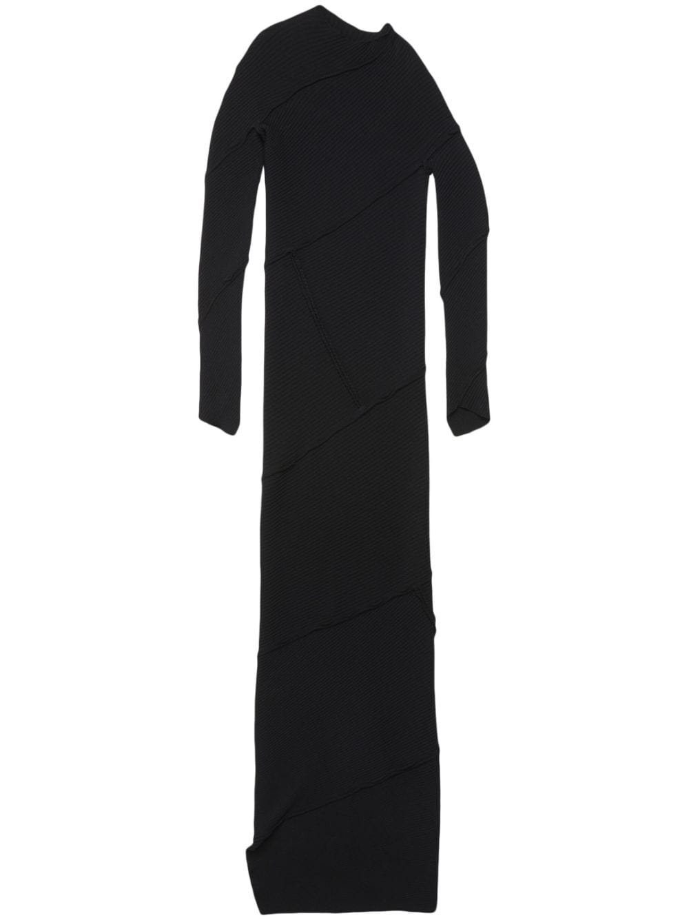 Shop Balenciaga Black Ribbed Maxi Dress With Asymmetric Design And Conscious Rating