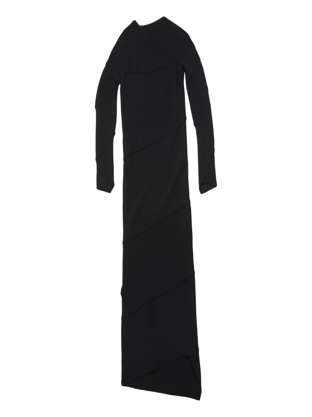 Shop Balenciaga Black Ribbed Maxi Dress With Asymmetric Design And Conscious Rating