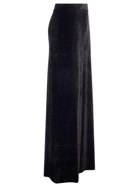 Shop Balenciaga Velvet Long Skirt With Drawstring Elastic Waistband In Black