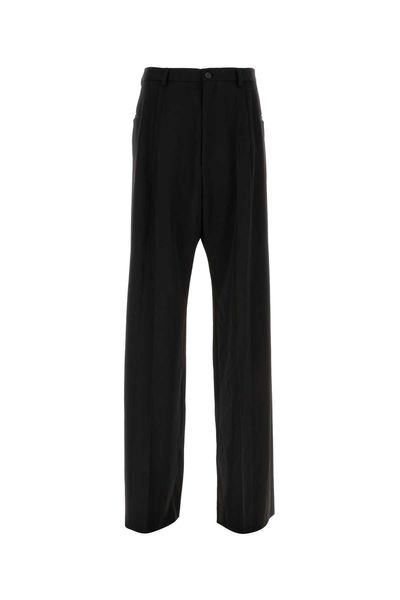 Balenciaga Men's Black Wide-leg Linen Trousers For Fw24