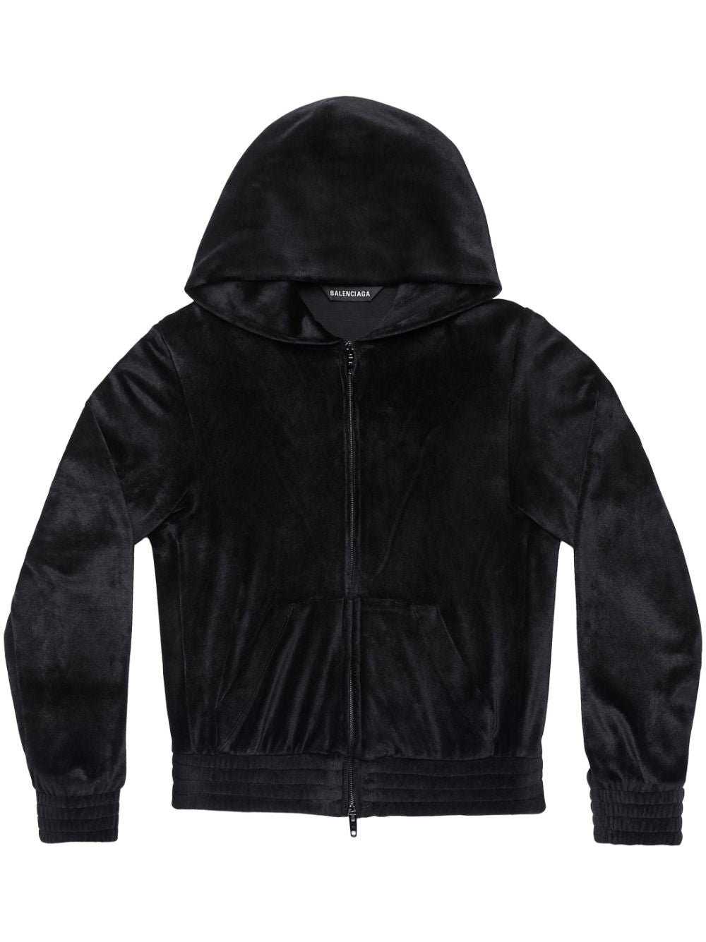 Shop Balenciaga Velvet Zip-up Hoodie With Crystal Embellishments For Women In Black