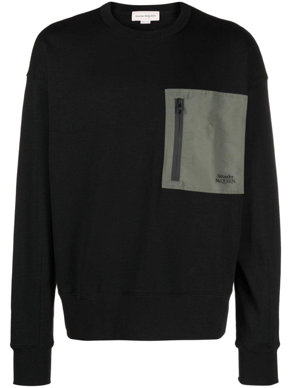 Shop Alexander Mcqueen Men's Organic Cotton Sweatshirt With Contrasting Pocket In Black