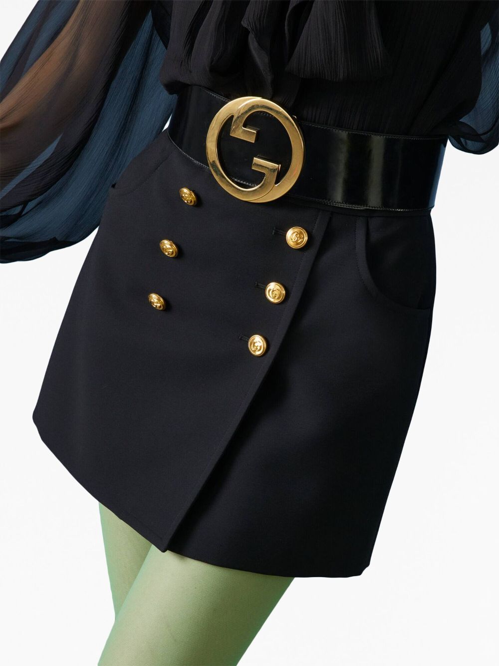 Shop Gucci Luxurious Black Crepe Mini Skirt For Women