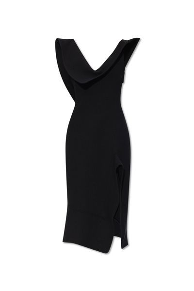 Shop Bottega Veneta Effortlessly Elegant Structured Leather Midi Dress In Black
