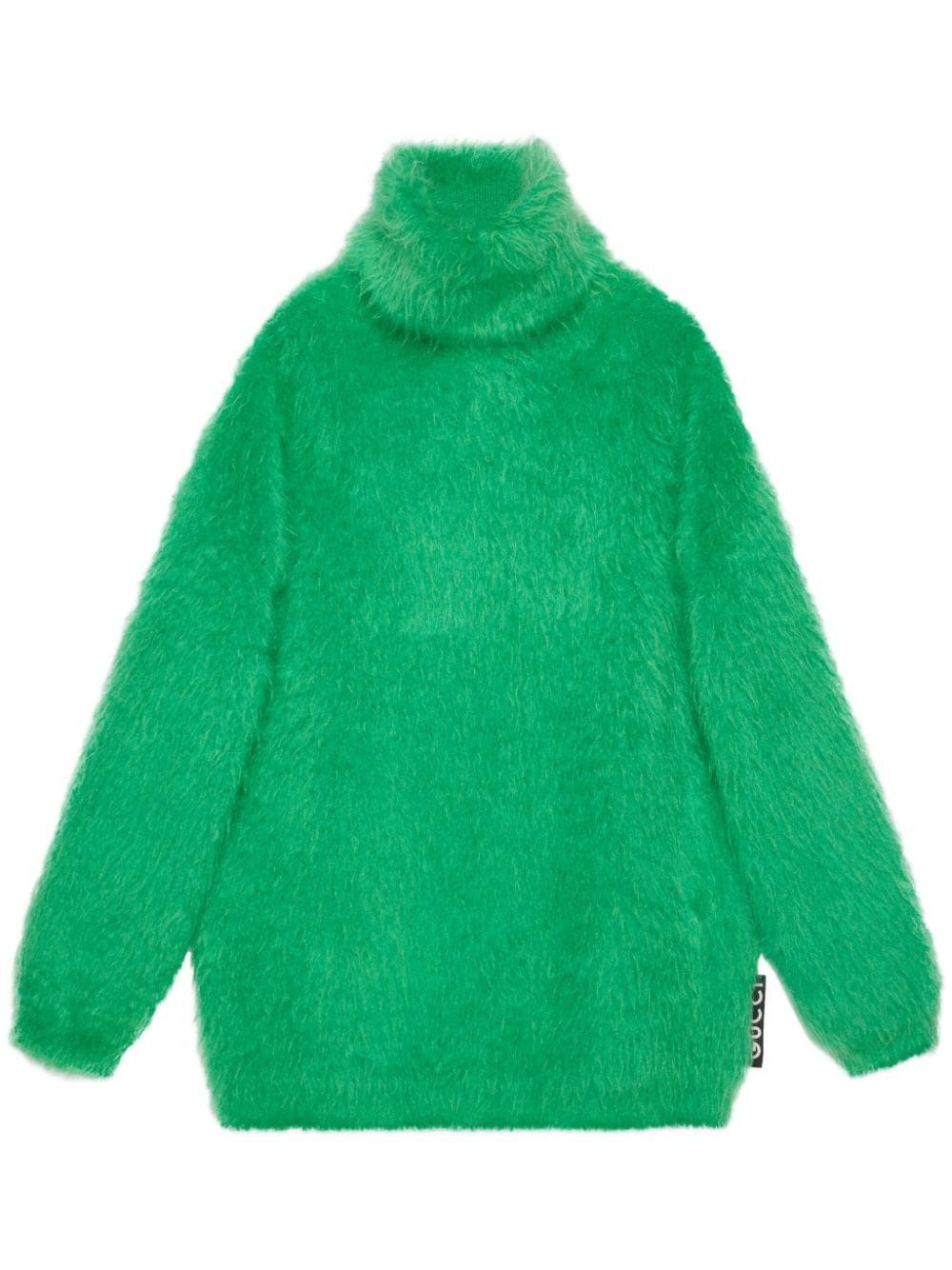 Shop Gucci Green Knit Turtleneck Dress For Women
