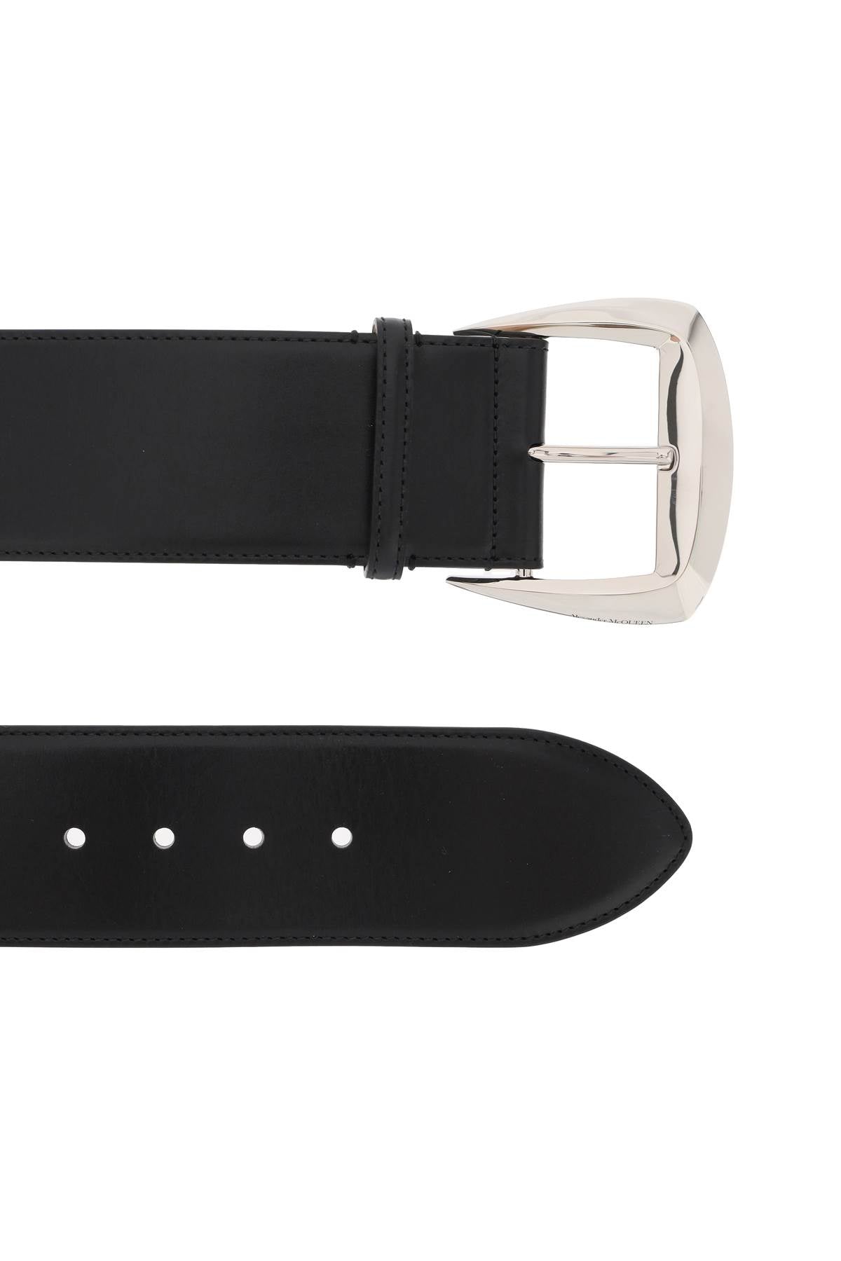 Shop Alexander Mcqueen Sleek Geometric Waist Belt For Women In Black