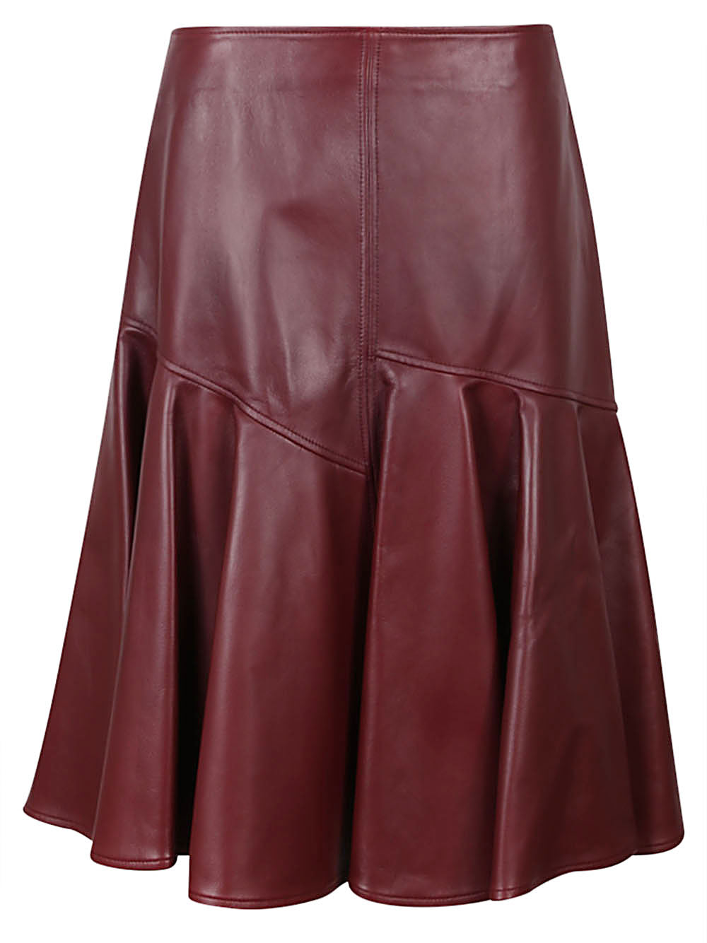 Shop Bottega Veneta Maroon Leather A-line Skirt In Bordeaux