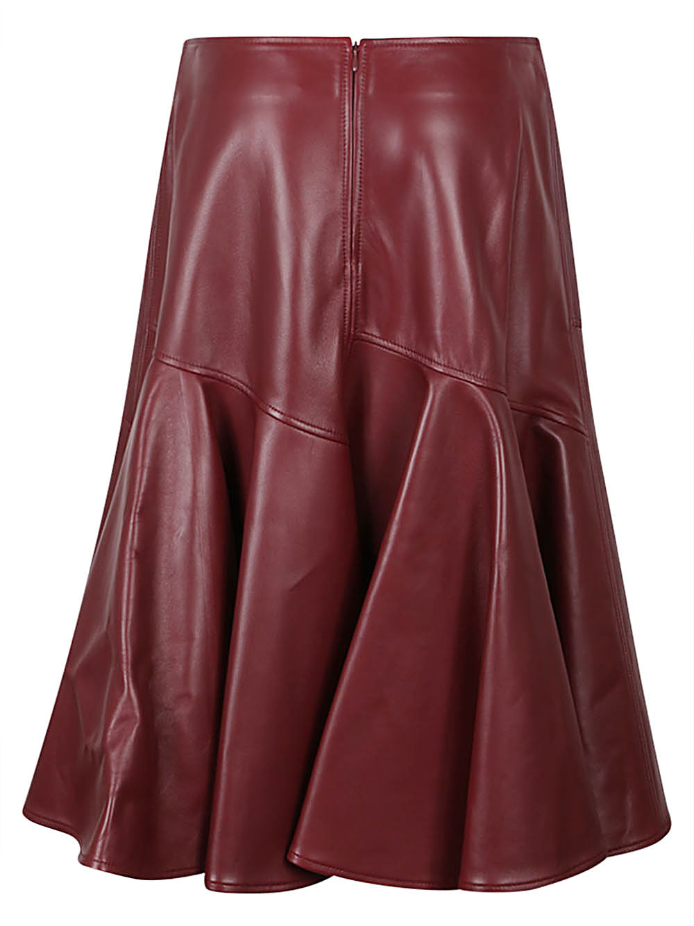 Shop Bottega Veneta Maroon Leather A-line Skirt In Bordeaux