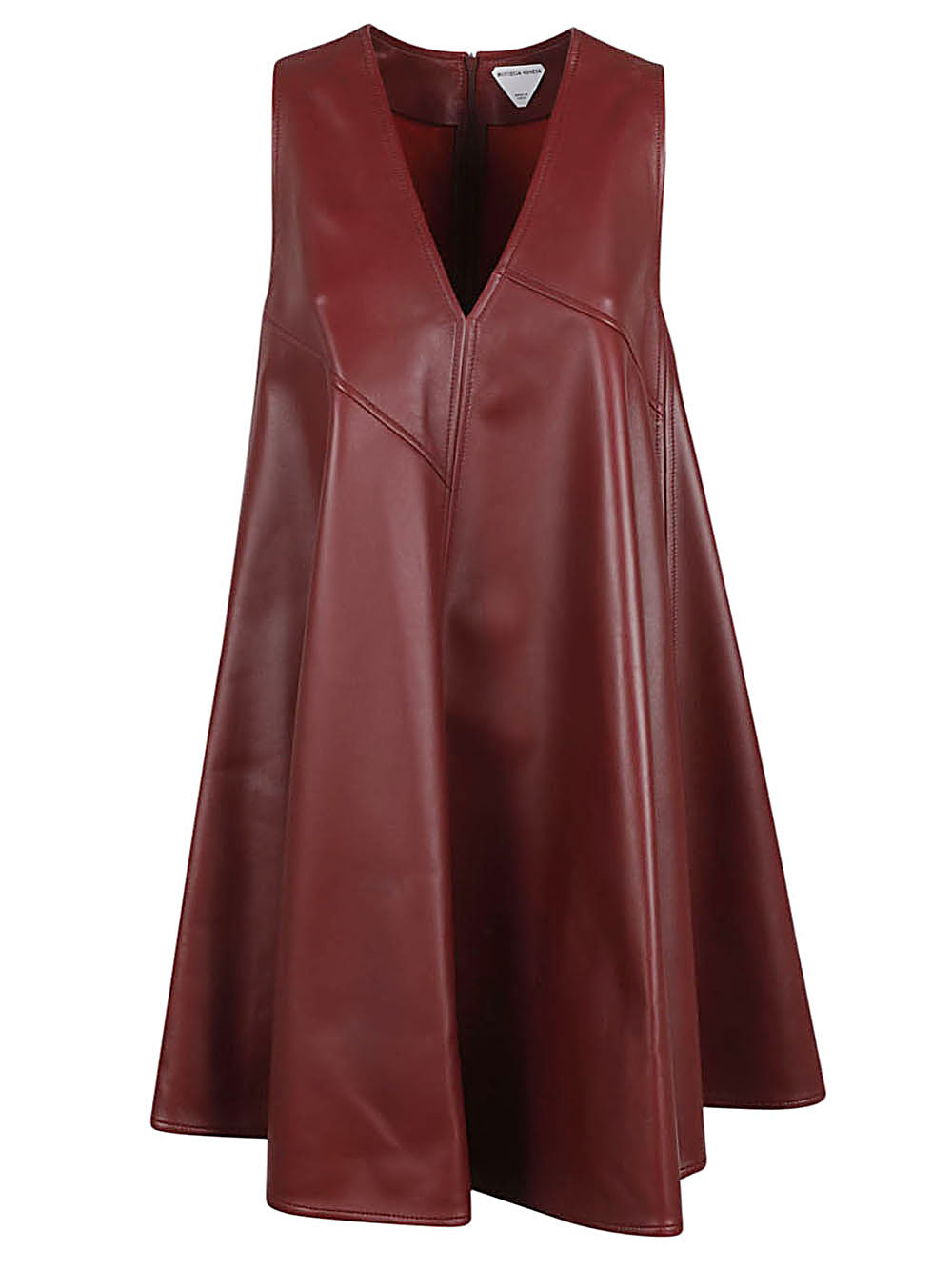 Shop Bottega Veneta Red Leather Mini Dress For Women