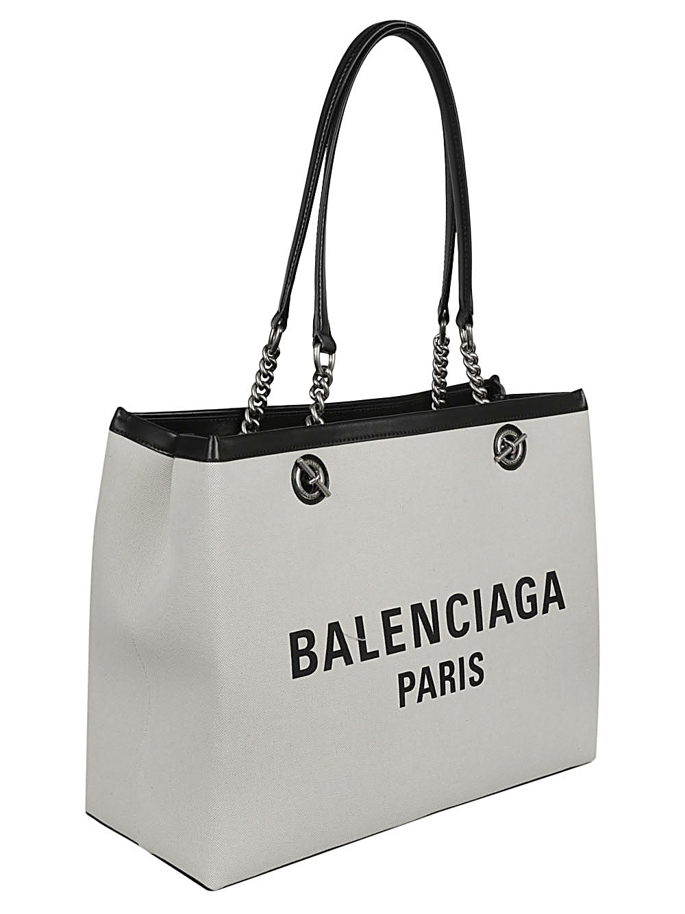 Shop Balenciaga Beige Canvas Tote Bag With Ancient Silver Finishes For Women