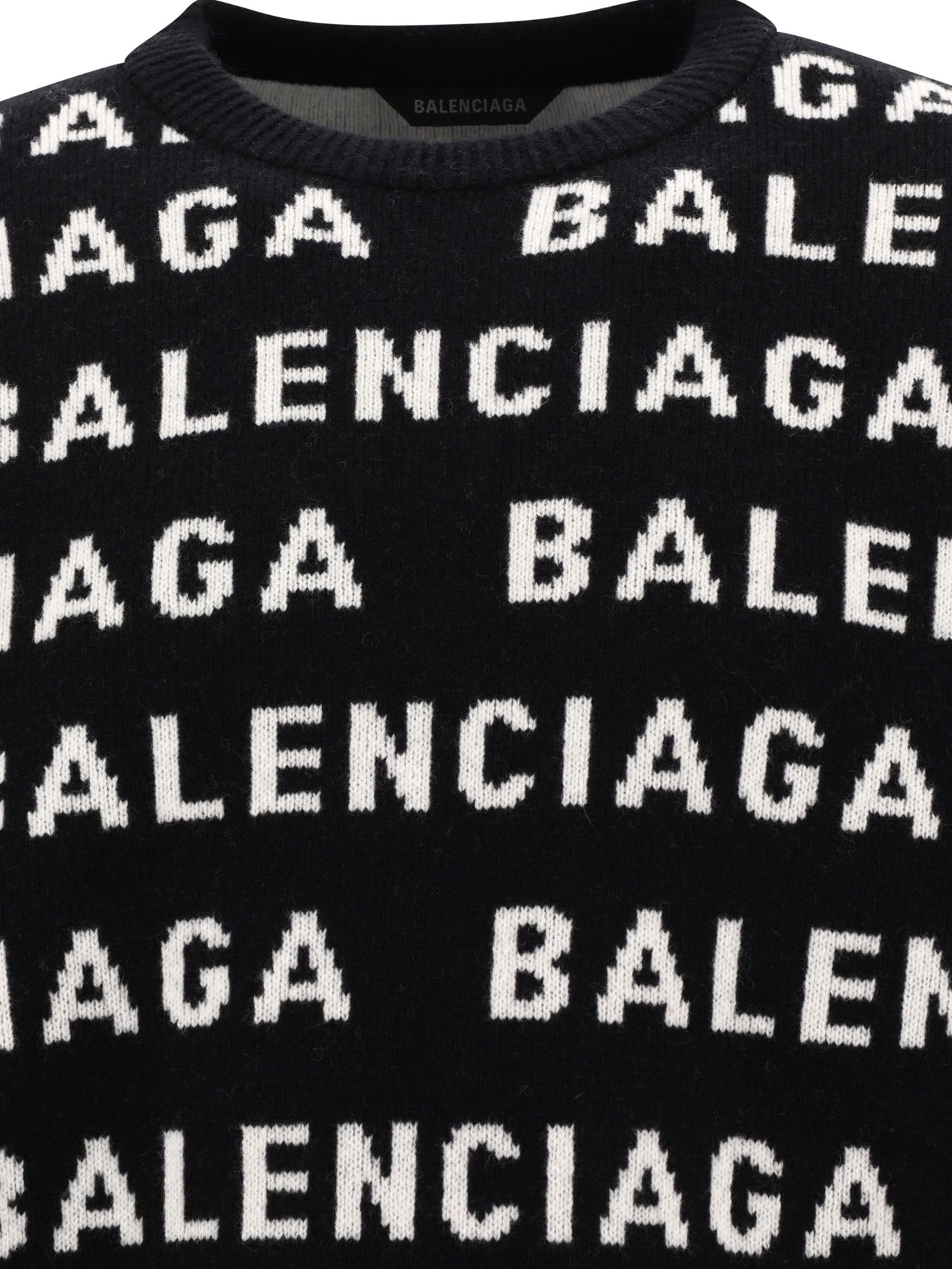 Shop Balenciaga Men's Allover Logo Sweater In Black
