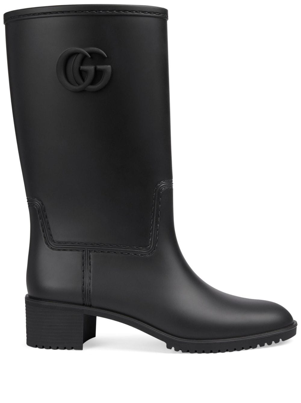 Gucci Women's Black Double G Leather Rain Boots