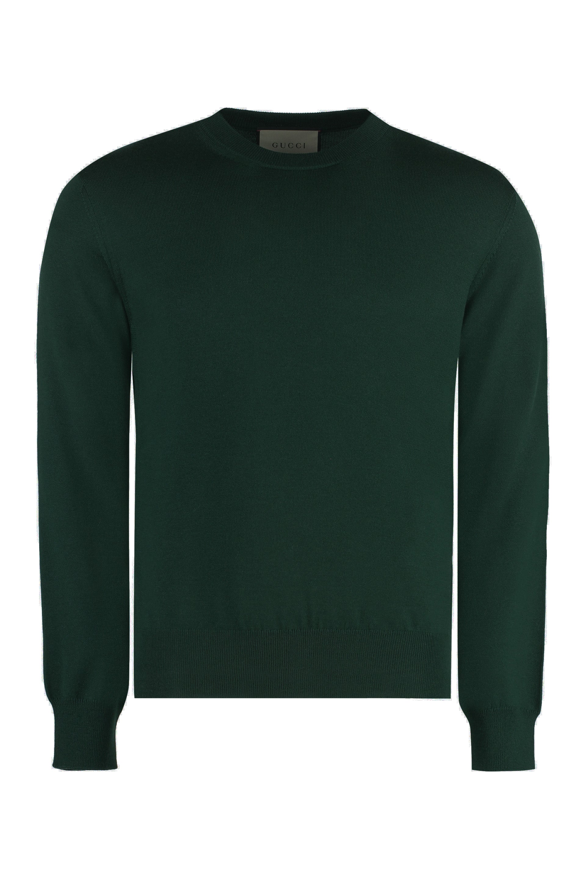 Gucci Mens Green Crew-neck Wool Sweater For Ss24