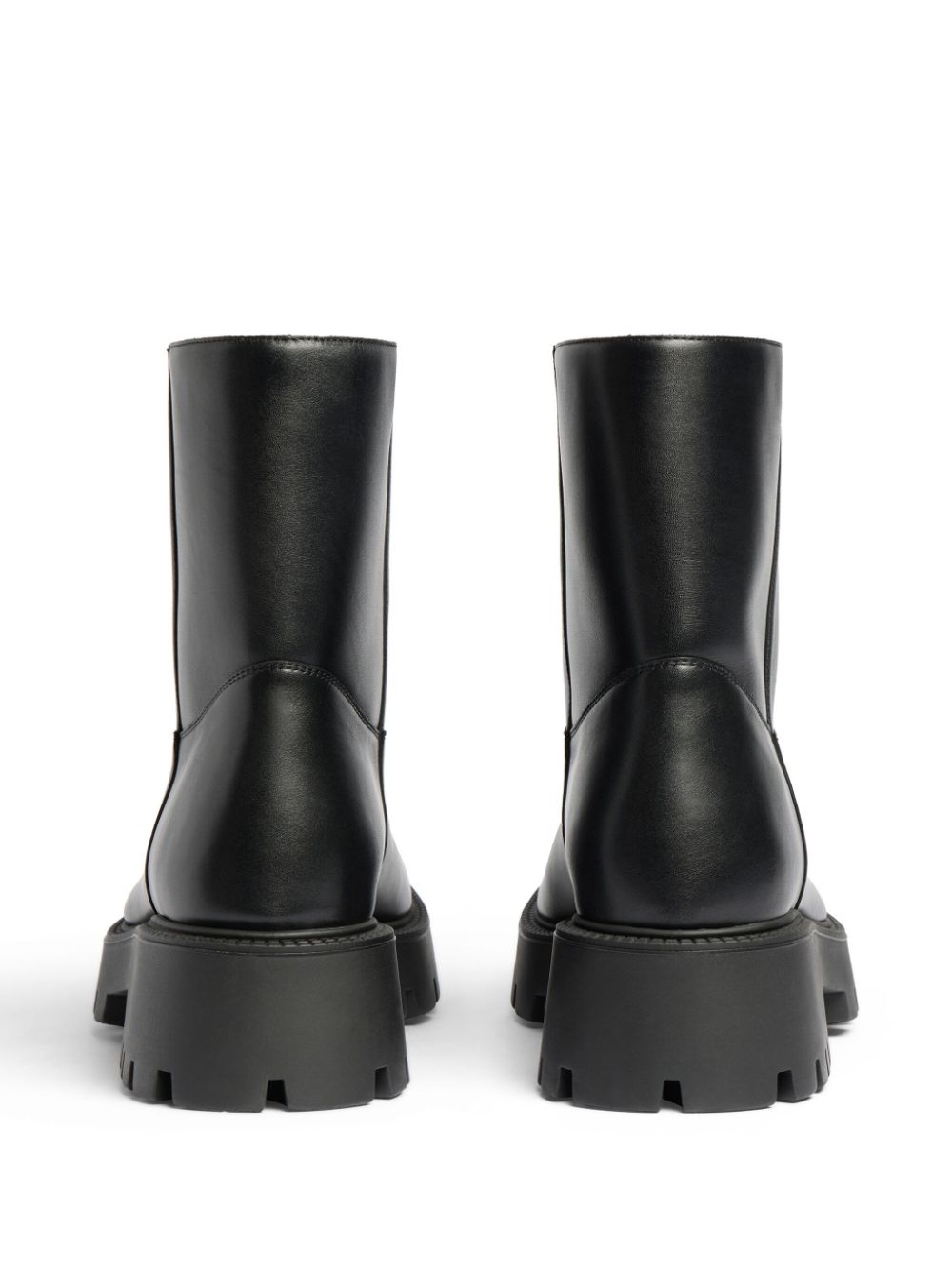 Shop Balenciaga Men's Black Leather Boots With Brief-on Design And Rubber Chunky Sole