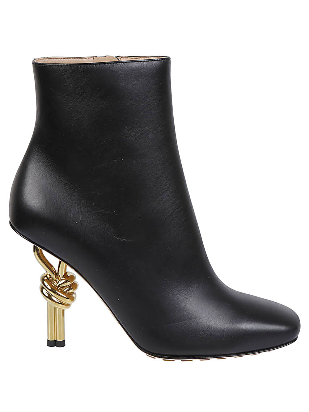 Bottega Veneta Black Knot Heel Leather Ankle Boots For Women – Fw23