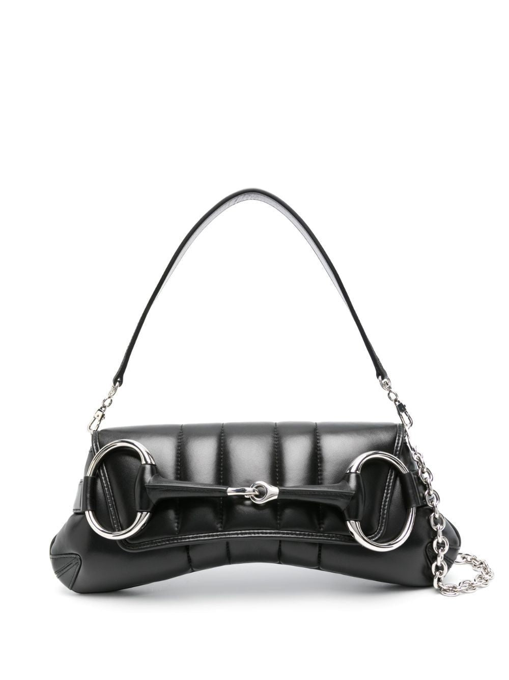 Shop Gucci Elegant Black Quilted Leather Shoulder Handbag With Maxi Horsebit Design