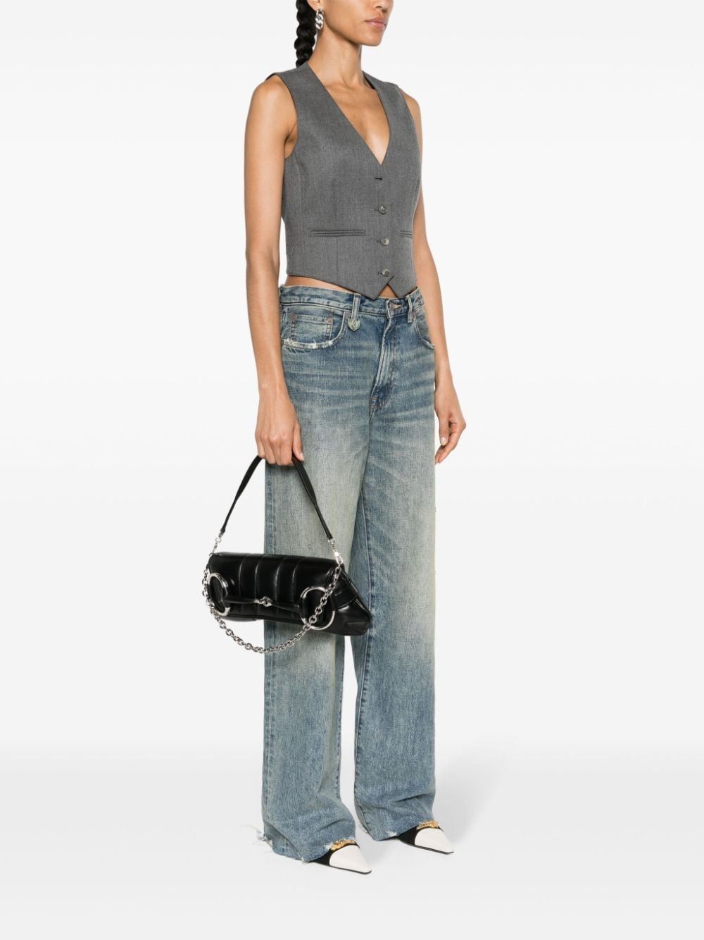 Shop Gucci Black Quilted Medium Horsebit Chain Shoulder Handbag For Women