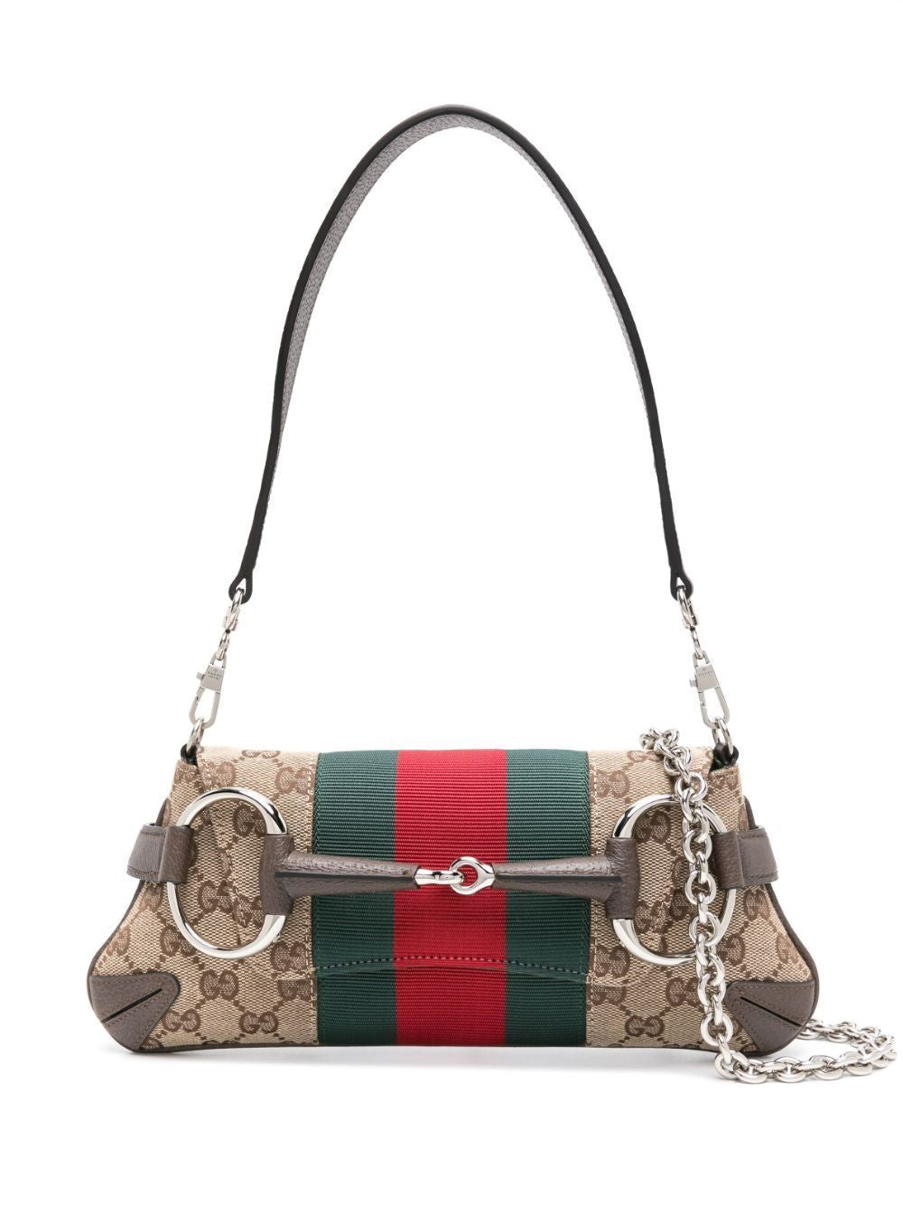 Shop Gucci Luxury Beige Horsebit Chain Shoulder Bag From