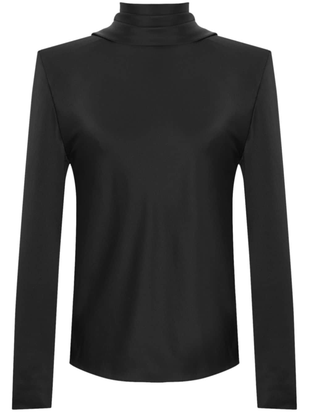 Saint Laurent Long-sleeve Draped Top In Black