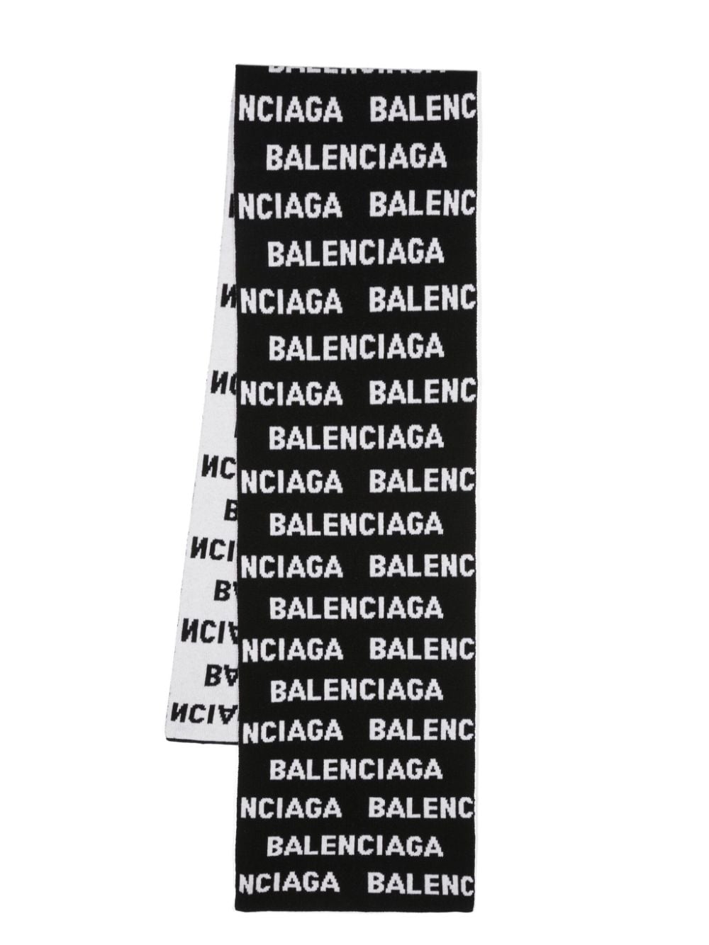 Shop Balenciaga Black Intarsia-knit Wool Scarf For Women