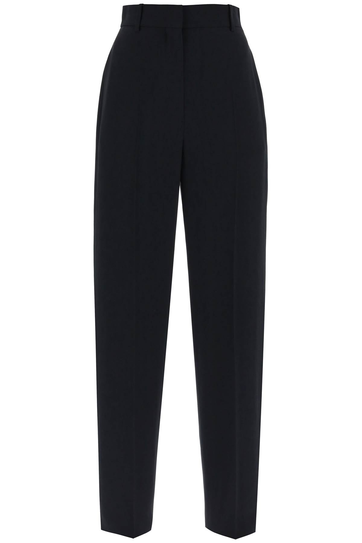 Shop Alexander Mcqueen High-waisted Fluid Crepe Trousers For Women In Black