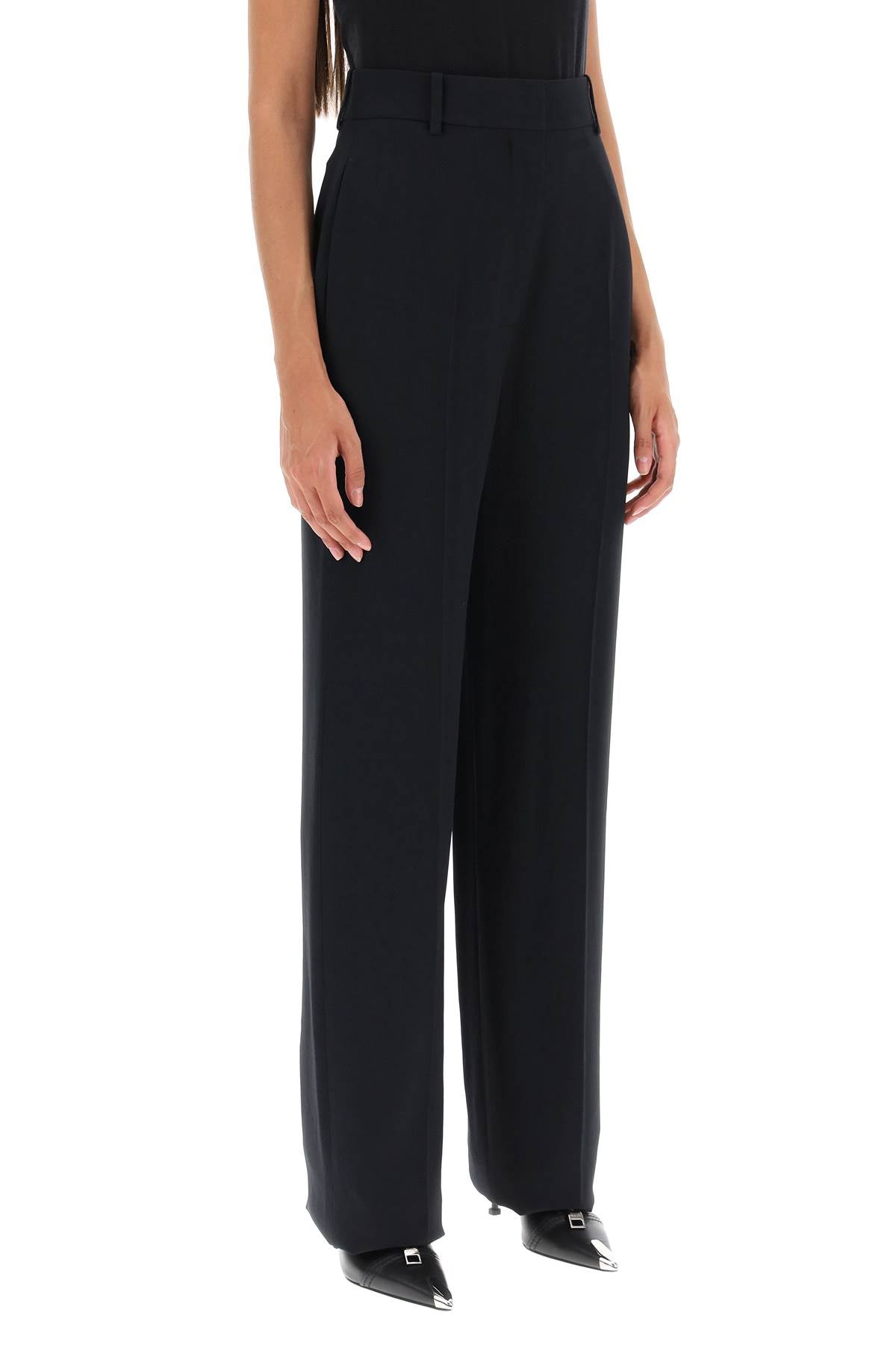 Shop Alexander Mcqueen High-waisted Fluid Crepe Trousers For Women In Black