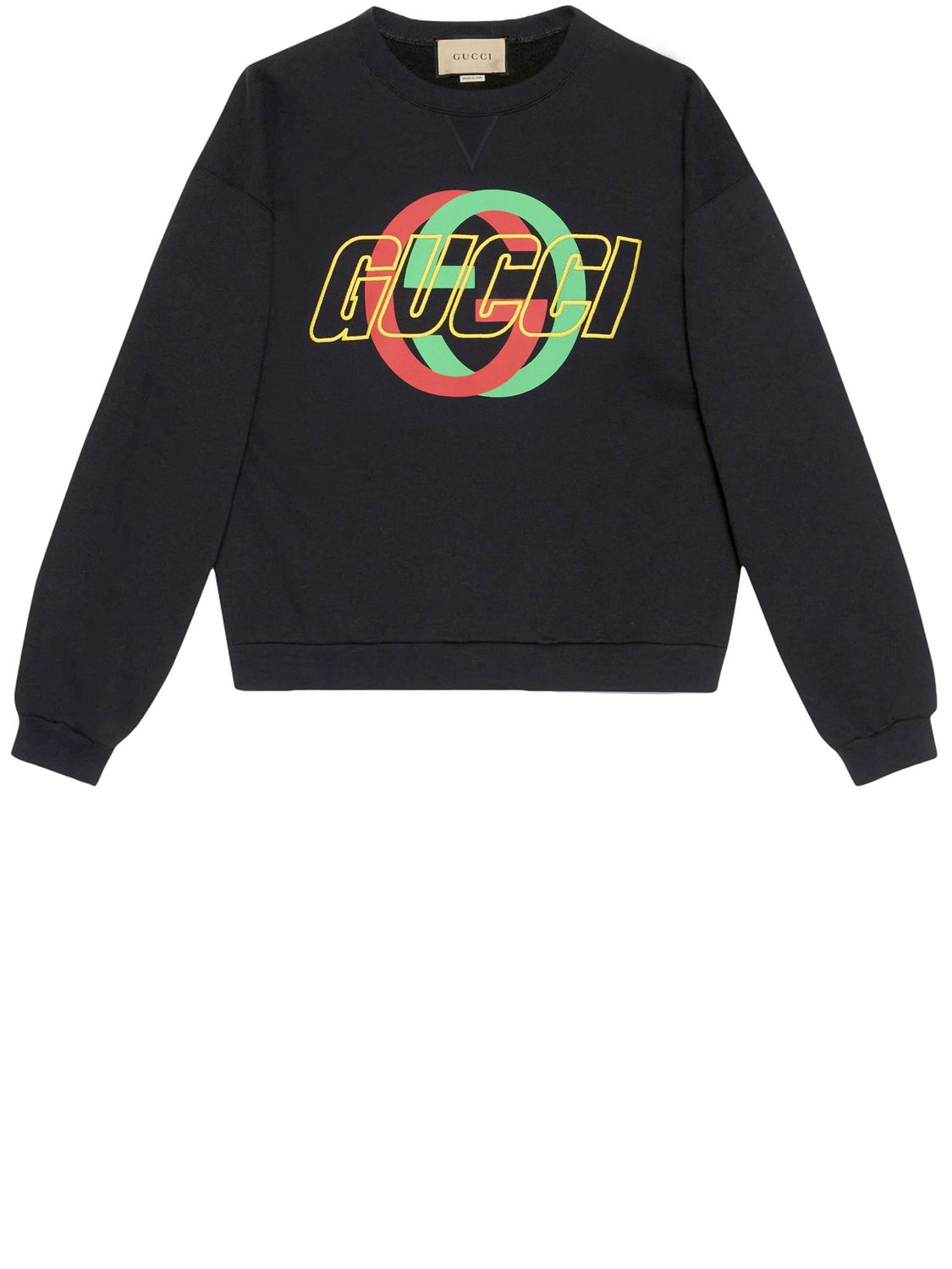 Shop Gucci Men's Black Cotton  Gg Print Sweatshirt