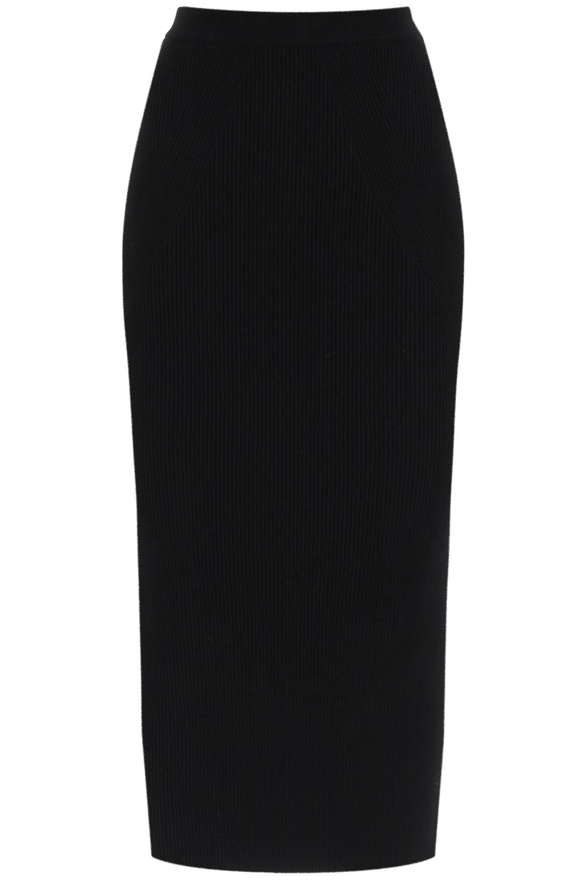 Alexander Mcqueen Black Ribbed-knit Pencil Skirt For Women