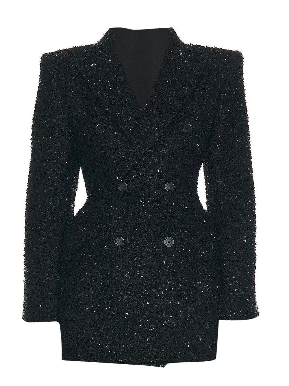 Shop Balenciaga Classic Tweed Button Up Jacket In Black